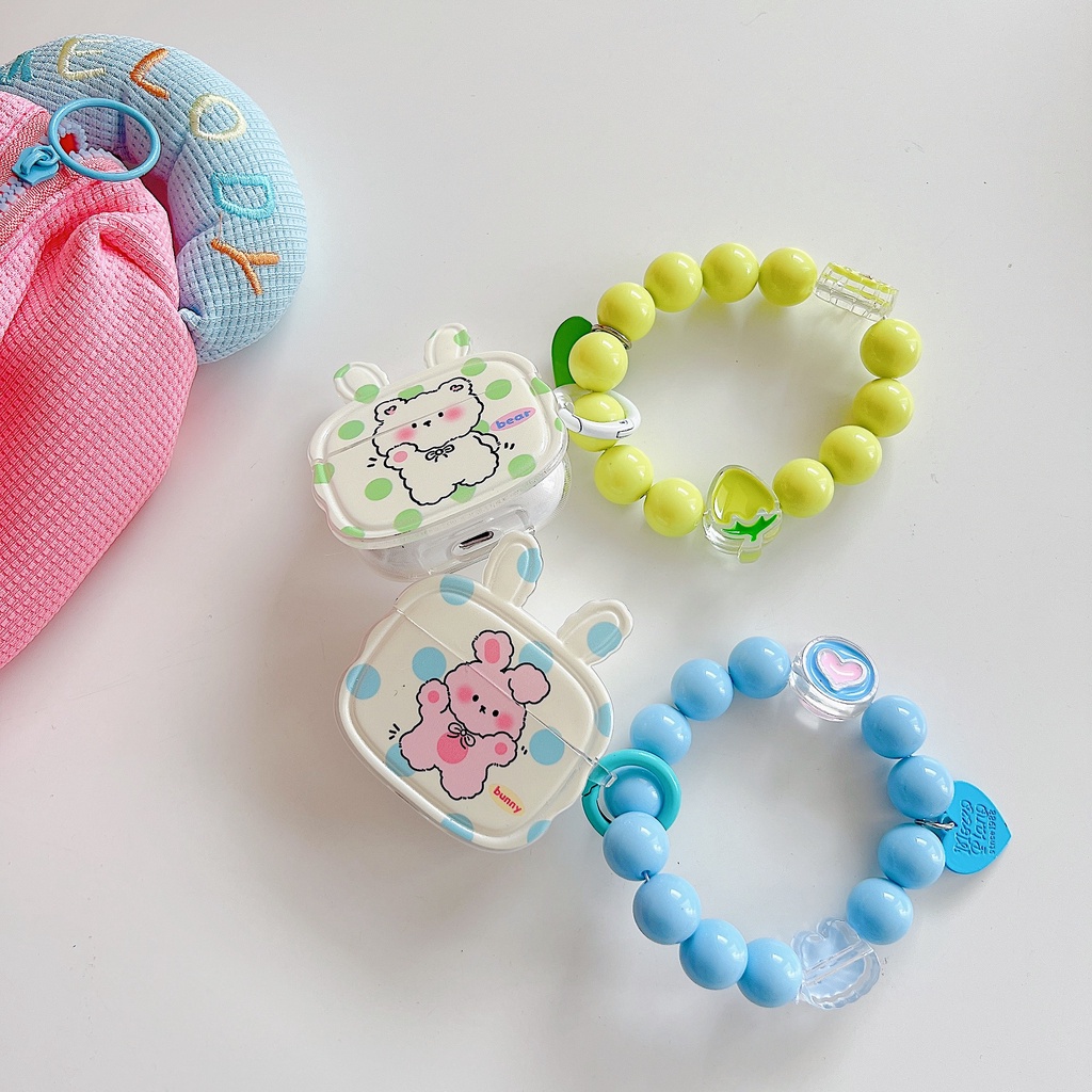 Vỏ Bảo Vệ Hộp Sạc Tai nghe không dây AirPods 1 / 2 3 Pro2 2022 Bằng Tpu Mềm Trong Suốt Hình Thỏ 3D Dễ Thương