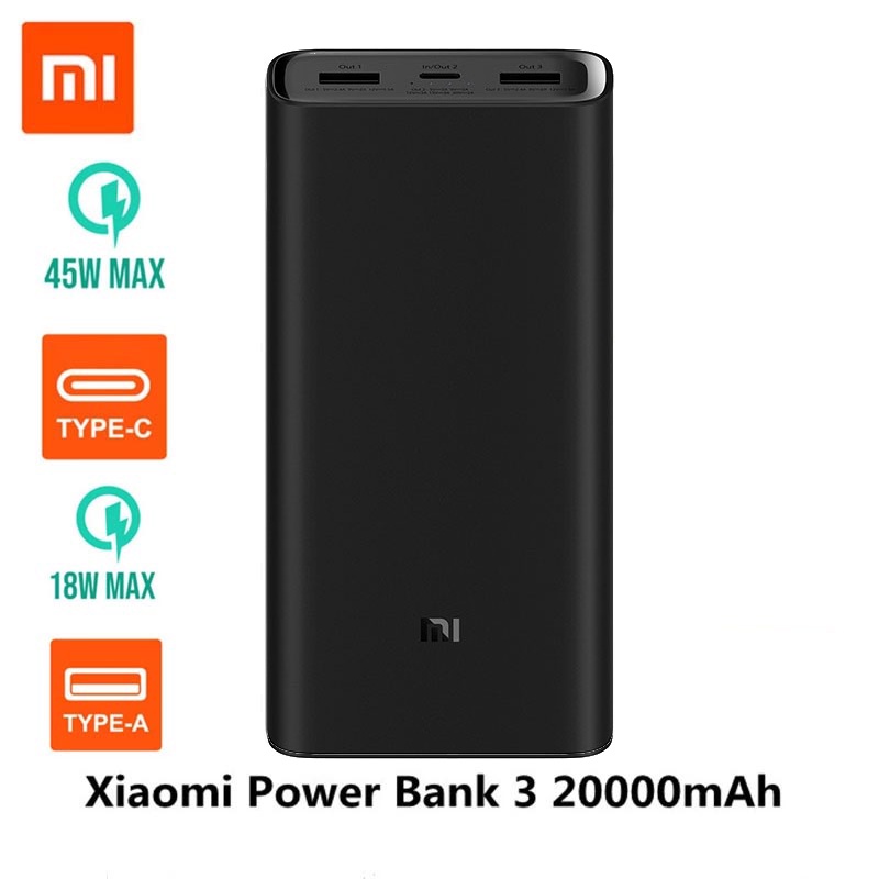 Pin Sạc Dự Phòng Xiaomi Power Bank 3 Mi 20000mAh Pro Với Ba Cổng USB Và USB-C 45W Sạc Nhanh 20000mAh