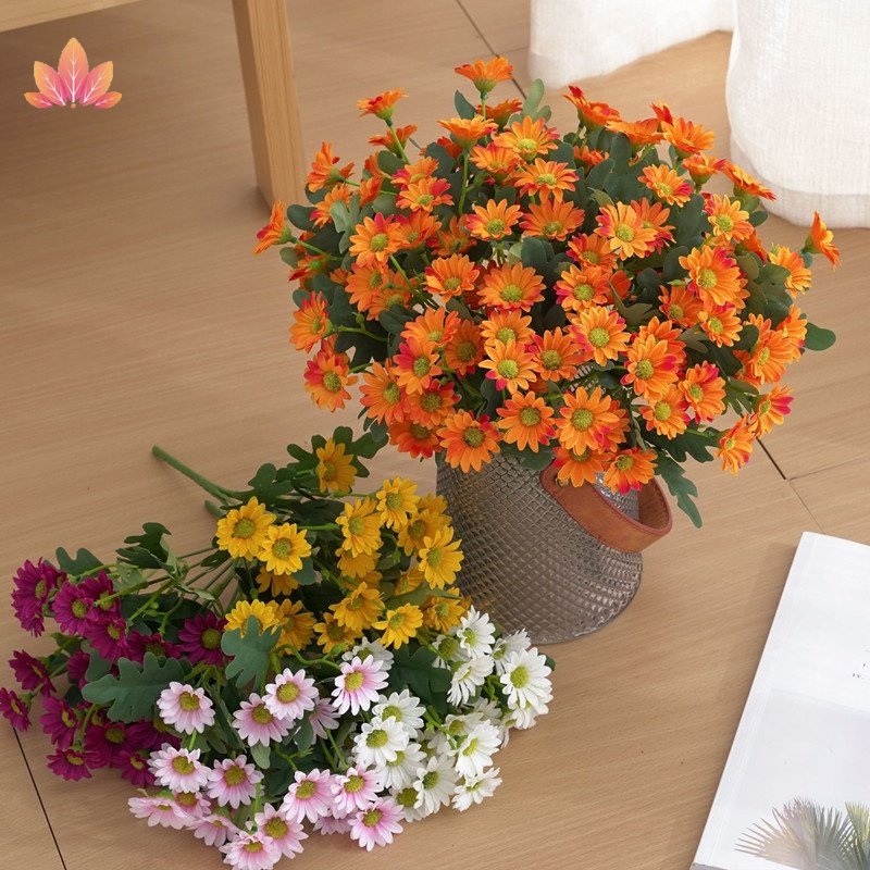 Hoa Cúc Giả Bằng Lụa Nhiều Màu Sắc Trang Trí Nhà Cửa Tiệc Cưới Sinh Nhật JP5