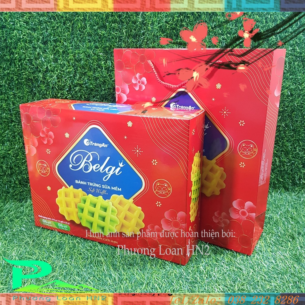 Bánh trứng sữa mềm Belgi Tràng An hộp 276g Kèm túi xách - phên bản giới hạn Mèo Thần Tài