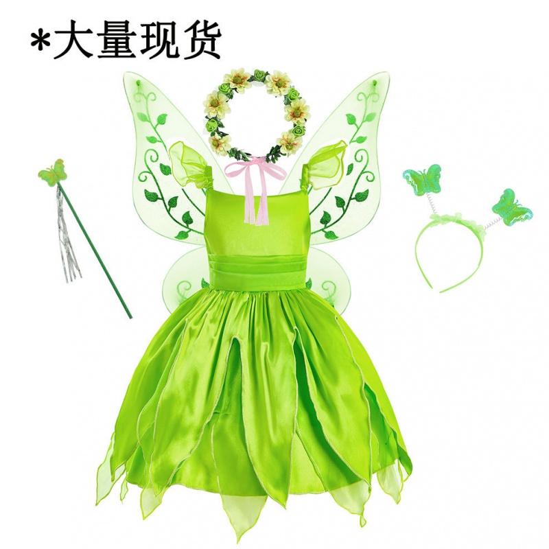 Đầm Hóa Trang Công Chúa Tianna Tinker Bell Màu Xanh Lá Cây Mới Dành Cho Trẻ Em Dịp Halloween