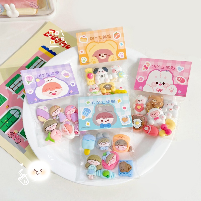 Set 7 Sticker Dán 3D Hình Hoạt Hình Đáng Yêu