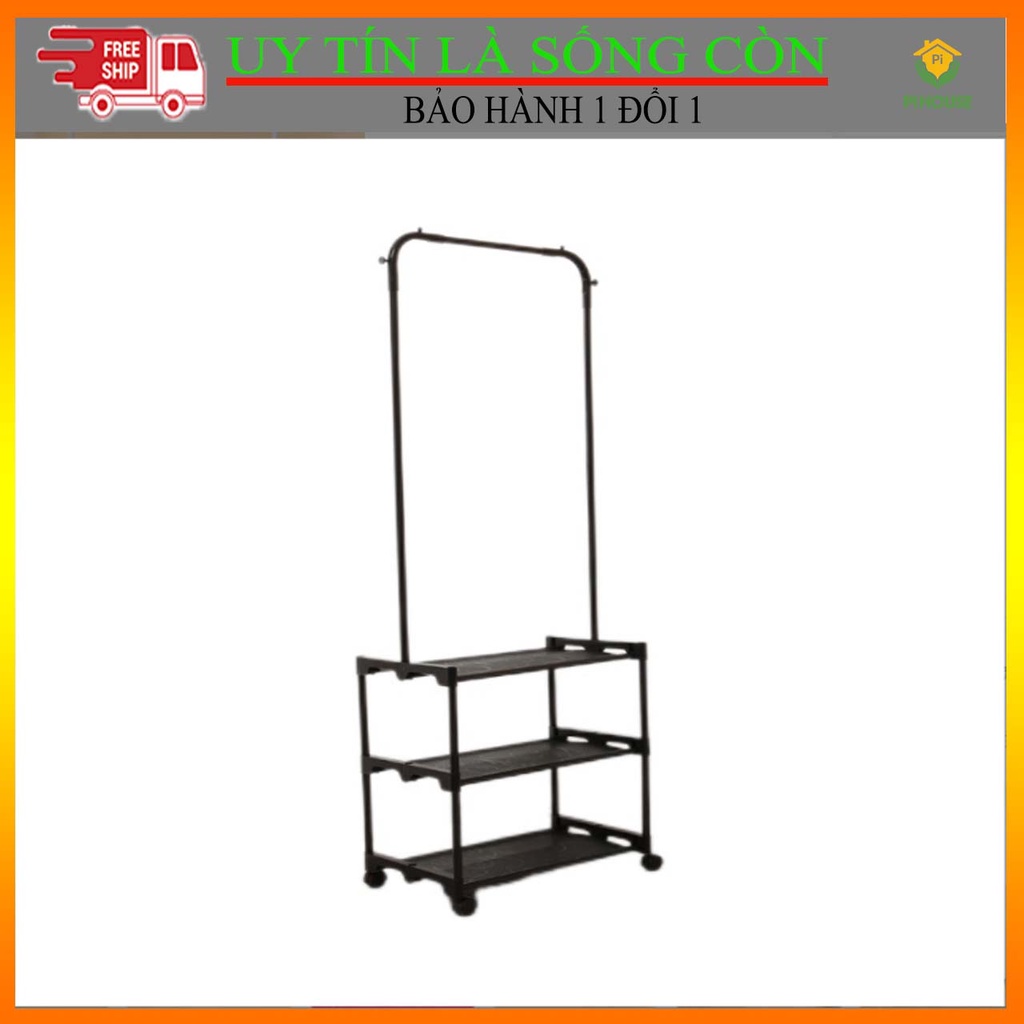 Giá treo quần áo PiHouse 3 tầng có bánh xe khung thép sơn tĩnh điện nhập khẩu