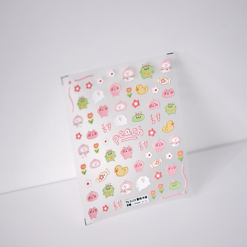 Miếng Dán Trang Trí Móng Tay Hình Quả Đào Hoạt Hình 5d ts-2115