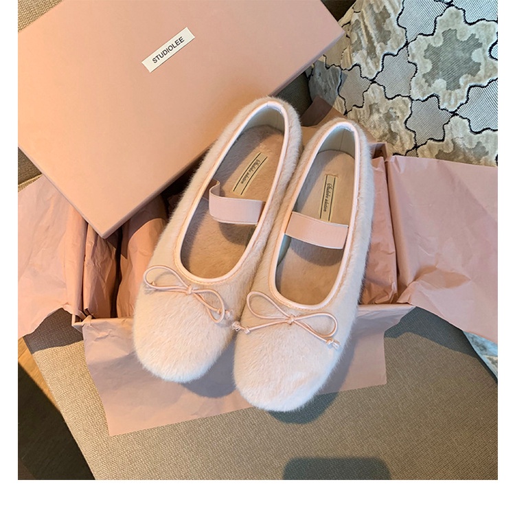 Giày Lười Vải Cotton Đính Nơ Thời Trang Mùa Đông Cho Nữ