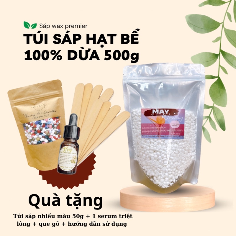 TÚI 500g SÁP WAX DỪA HẠT BỂ - TẶNG 1 TÚI SÁP MÀU + 1 Serum