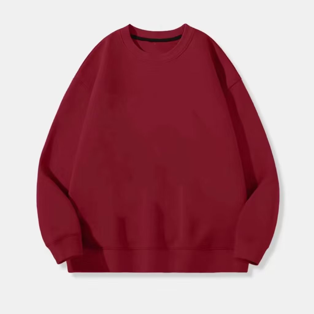 Áo Sweater Tay Dài Cổ Tròn Dáng Rộng Màu Đỏ Phong Cách Hàn Quốc Mới Cho Nam áo tay dài trơn unisex