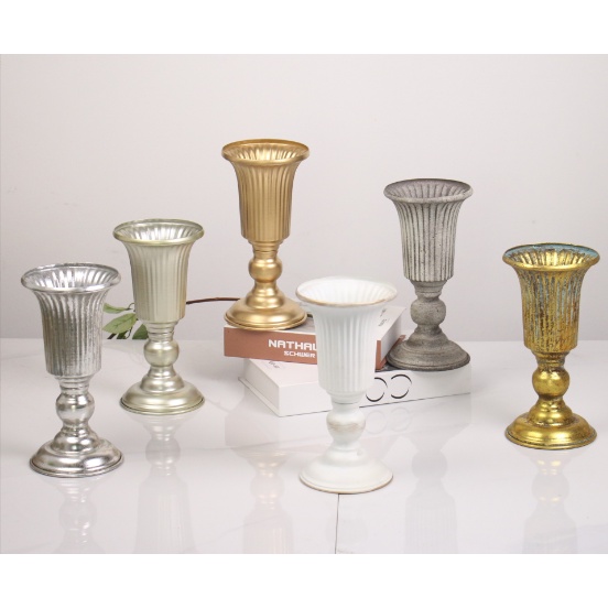 Lọ hoa sắt cao Bắc Âu dáng loe trung LHSA6 phong cách châu âu decor để bàn trang trí