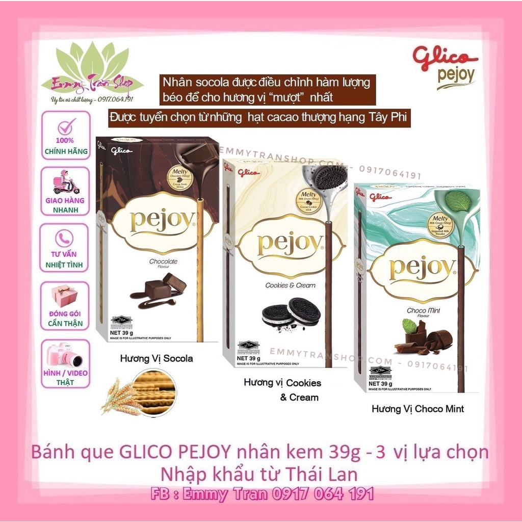 Bánh Que Glico Pejoy Nhân Kem 39g Có 4 Vị Lựa Chọn - Nhập Khẩu Từ Thái Lan ( EMMY TRAN )