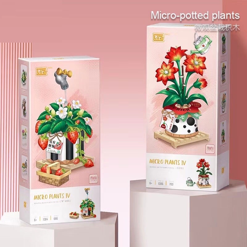 Đồ chơi lắp ráp mô hình chậu cây dâu tây, chậu hoa mẫu mới