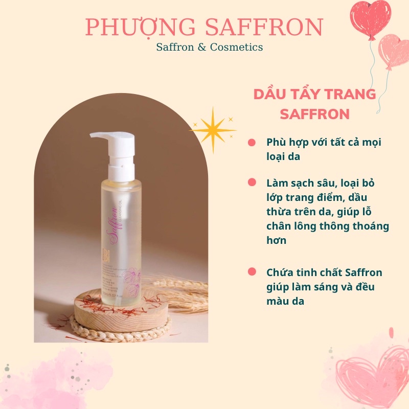 Dầu tẩy trang Saffron - tinh chất nhuỵ hoa nghệ tây - Dành cho mọi loại da
