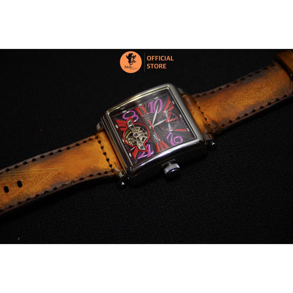 Dây Đồng Hồ Da Veg Ý Cao Cấp Italia Nhuộm Thủ Công Ram Trống Đồng 2022 Màu Vàng Nâu Size 26mm