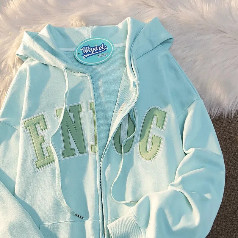 My AI Style Myaistyle áo khoác nữ áo khoác hoodie áo khoác áo hoodie nữ áo hoodie áo khoác hoodie nữ Phong cách Hàn Quốc Thoải mái Thanh lịch HA220208-Blue-S 36Z230909