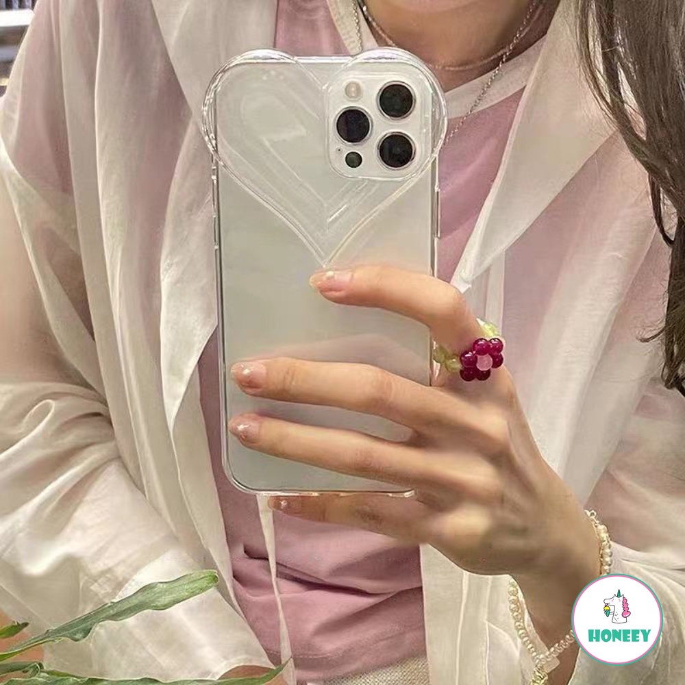 Ốp Điện Thoại TPU Dẻo Trong Suốt Họa Tiết Trái Tim 3D Có Khung Bảo Vệ Camera Cho iPhone 14 13 12 11 Pro Max