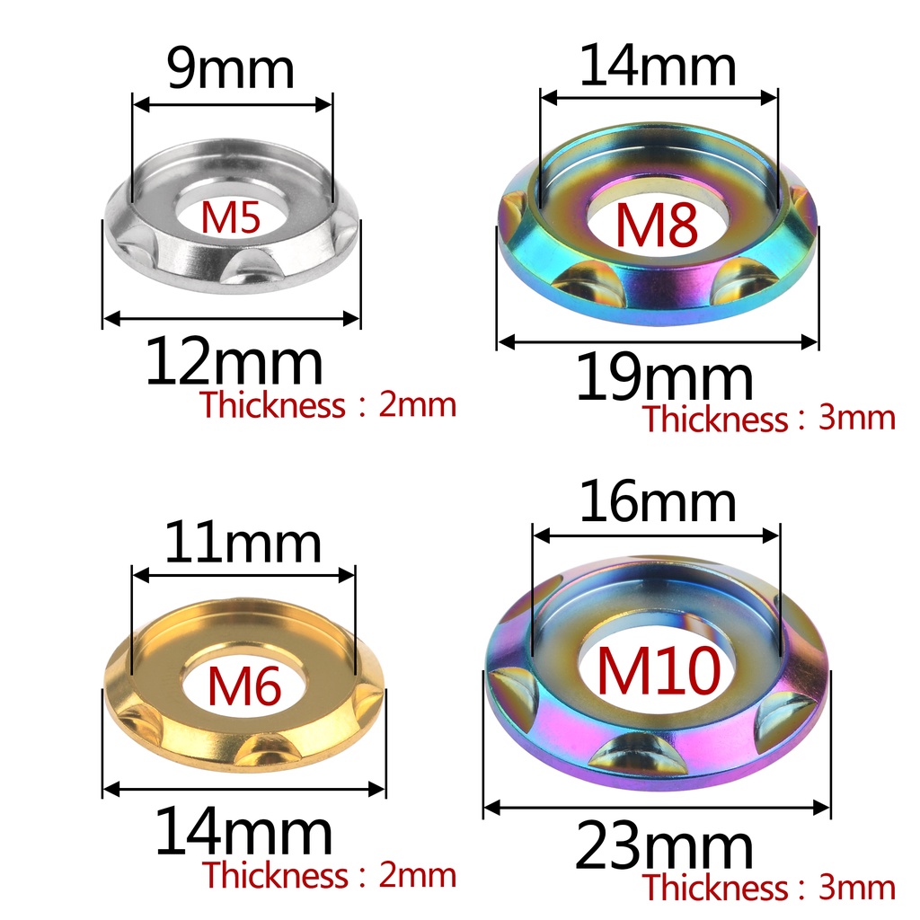 Vòng đệm WANYIFA bằng hợp kim titan GR5 M5 M6 M8 M10 chuyên dụng cho xe máy xe hơi