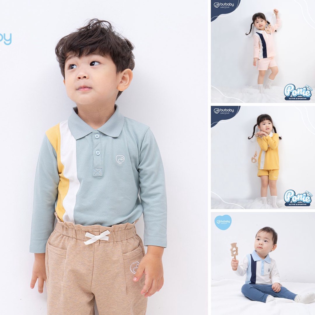 Áo Dài Tay Phối Ponie Bé Trai, Bé Gái Đủ Màu Bu Baby Bình Dương