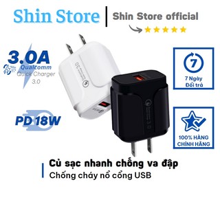 Củ sạc nhanh 18W 3A Q.C 3.0 cổng USB-C chống va đập cho Iphone/Samsung/Huawei/Xiaomi/Oppo