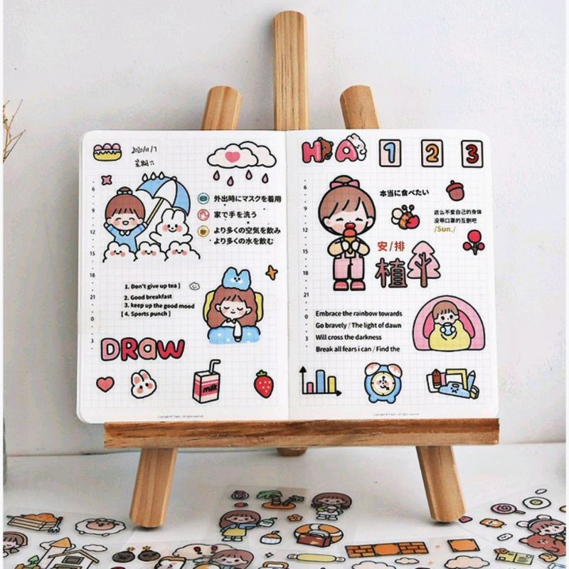1000 tấm sticker hoạt hình siêu dễ thương chống thấm trang trí phòng, bàn làm việc