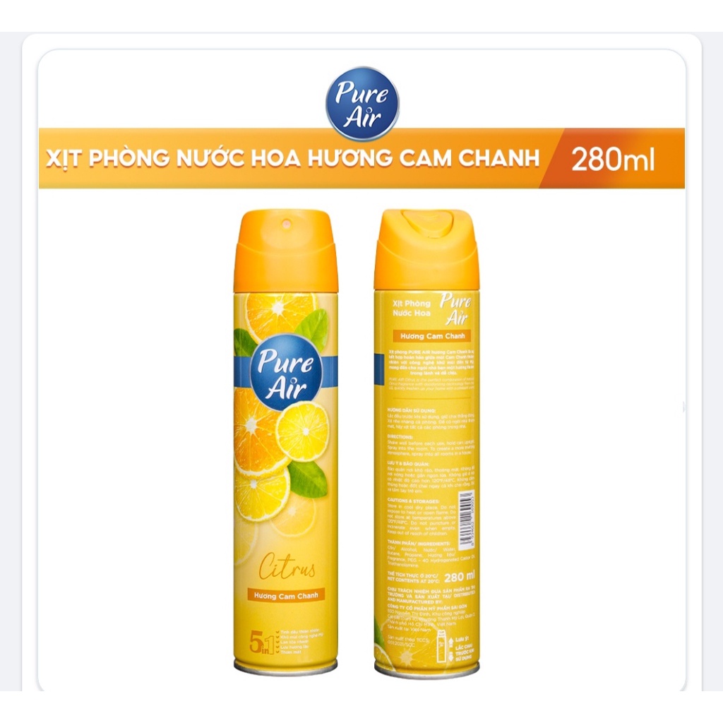 NƯỚC HOA XỊT PHÒNG PURE AIR 280ML (5 MÙI HƯƠNG SANG TRỌNG)