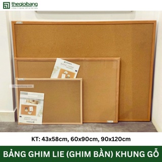 Bảng ghim Lie (ghim bần) Khung Gỗ - Bảng Tân Hà Chính Hãng - Kích Thước 40x60cm, 60x90cm, 90x120cm