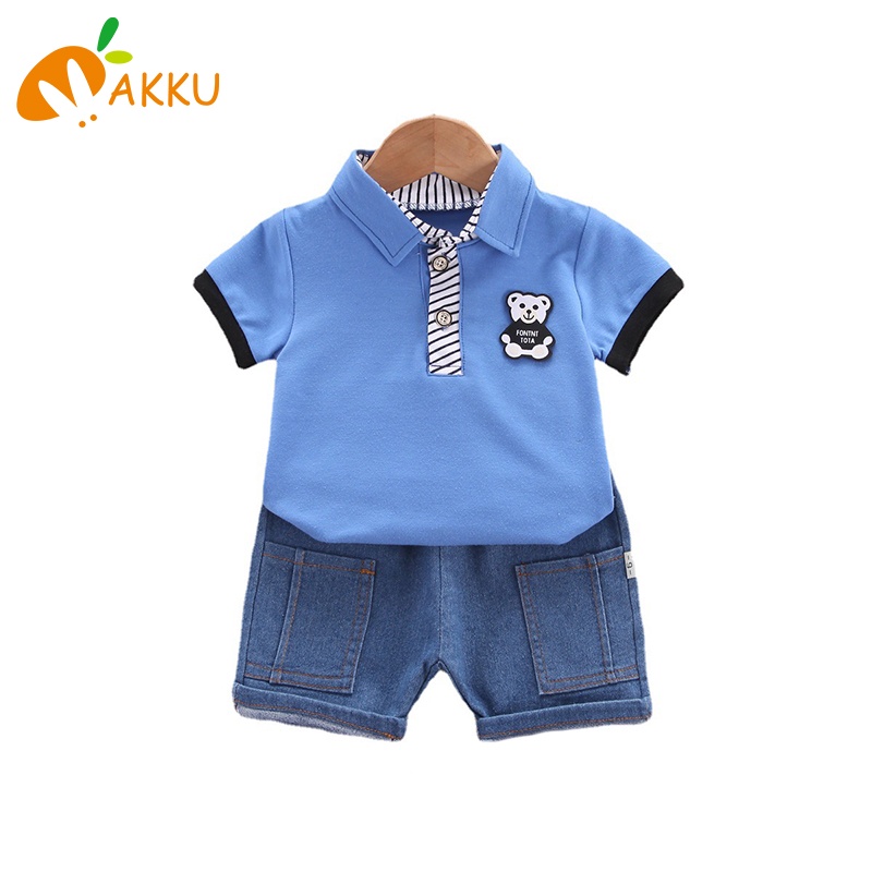 Áo Thun Cổ Bẻ Phối Màu Họa Tiết Hoạt Hình Thời Trang Mùa Hè Cho Bé Trai AKKU