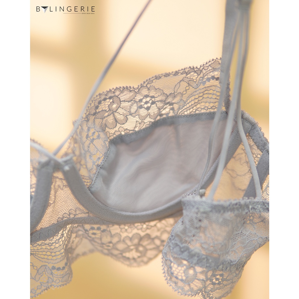 Bộ đồ lót ren nữ BY LINGERIE màu hồng có gọng không đệm mút B220