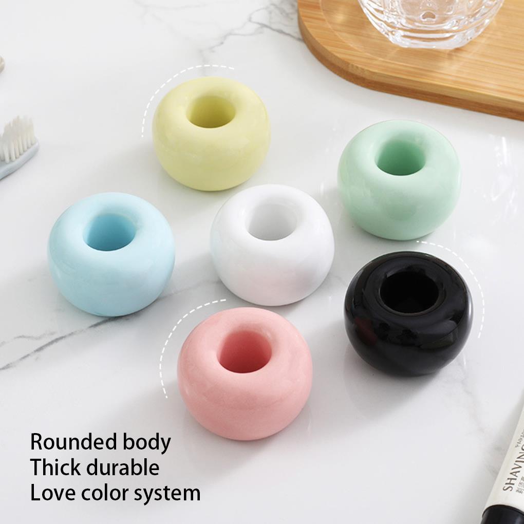 Giá Đỡ Bàn Chải Đánh Răng Bằng Sứ Hình Tròn Mini Đa Năng Tiện Dụng Ốp