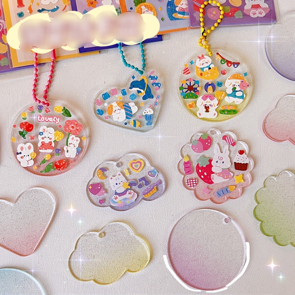 Móc khóa acrylic trong suốt, dây đeo phụ kiện tự trang trí DIY - SH071