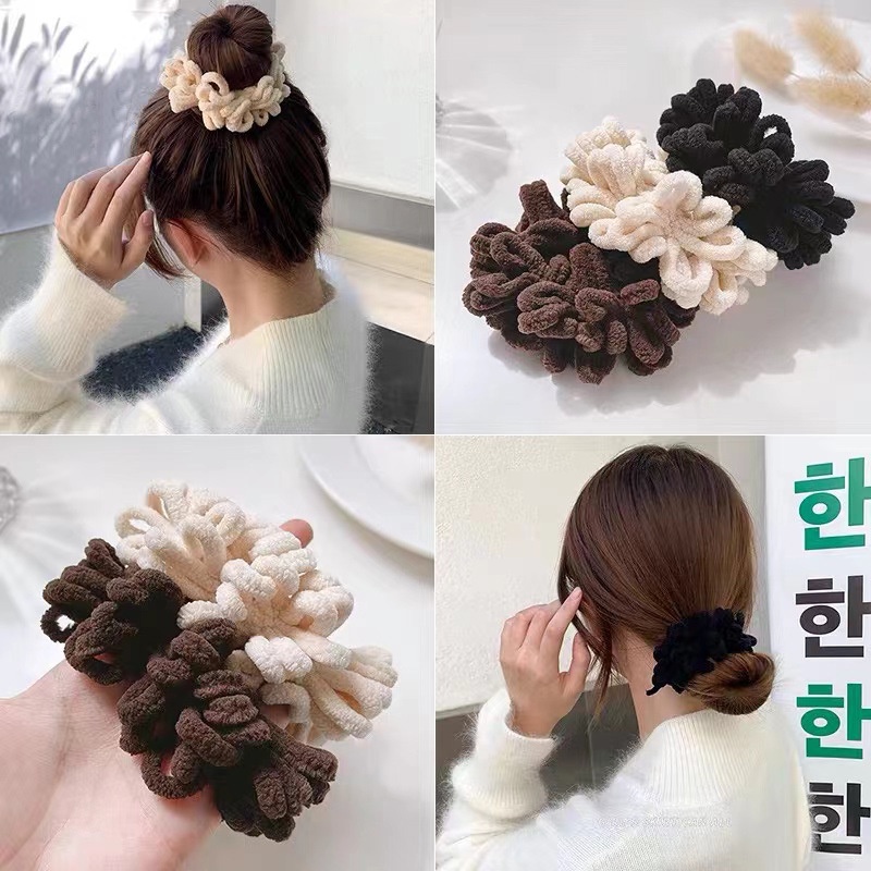 Dây buộc tóc scunchies màu vintage phong cách Hàn Quốc cho nữ