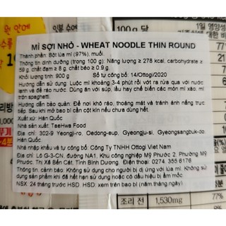 [Gói 900g] MÌ SỢI NHỎ [Korea] OTTOGI Wheat Noodle Thin Round