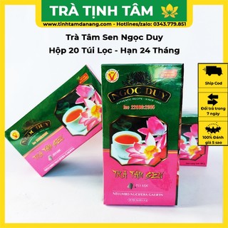 Trà tâm tim sen túi lọc Ngọc Duy sấy khô hộp 40gr 20 túi lọc Tịnh Tâm cao cấp giúp dễ ngủ và ngủ ngon giấc
