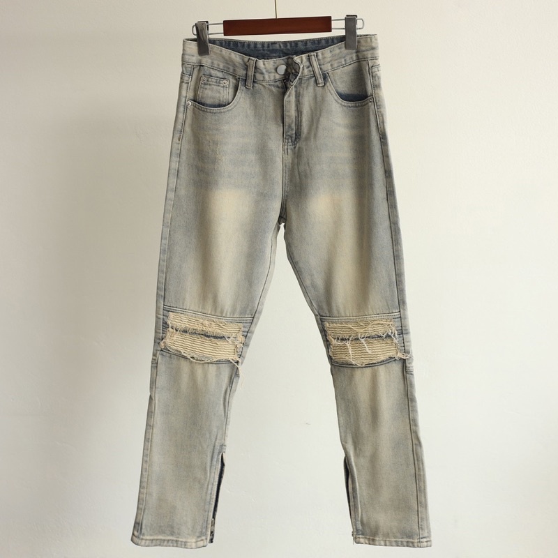 Quần jean nam ziper streetwear cao cấp BEAR STREETWEAR,3 phối màu xanh đạm,xanh vàng,đen. Form slimfit,vải denim không ã