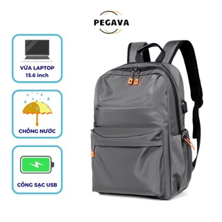 Balo nam nữ đi học pegava pg-06d đựng laptop chống thấm nước có cổng sạc usb