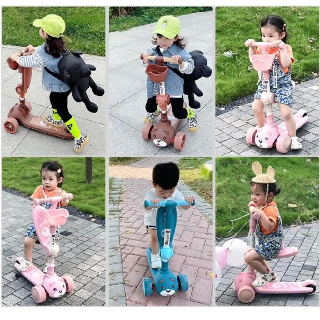 SIÊU XE SCOTER ĐẠP NHÚN LÀ ĐI-xe trượt có đèn nhạc có ghế ngồi