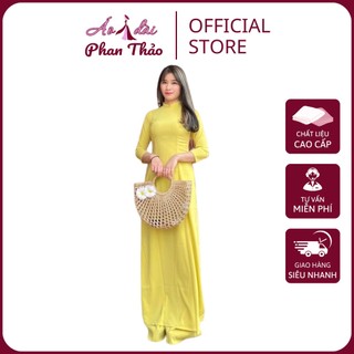 Áo dài trơn màu vàng cốm chất lụa nhật cao cấp - áo dài cách tân hiện đại mới nhất - shop pt
