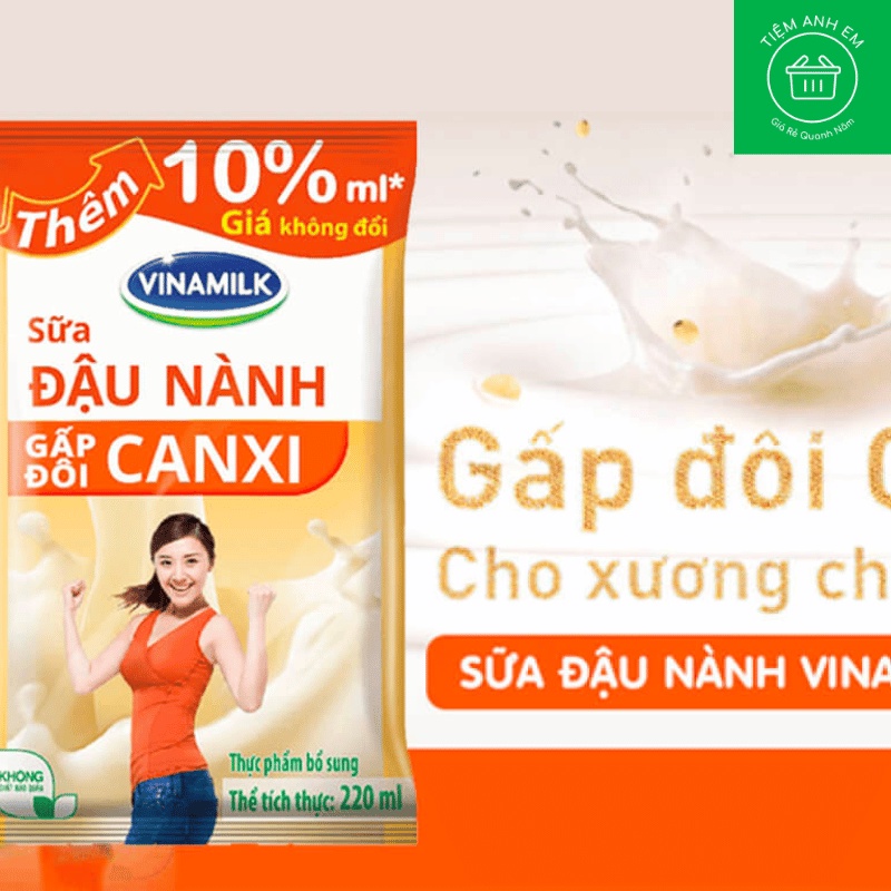 Sữa đậu nành Vinamilk gấp đôi canxi bịch 220ml