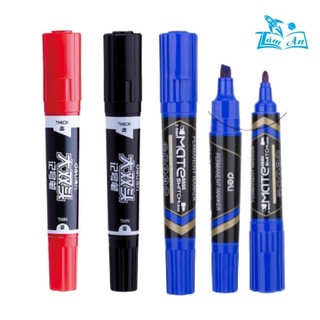 Bút lông dầu deli không xóa được 2 đầu 2 kích thước s555/ u10430 màu xanh/đen/đỏ