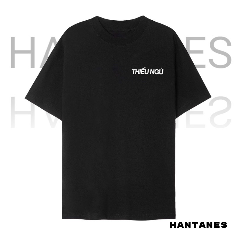 Áo thun Thiếu Ngủ HANTANES cho người hay chạy Deadline Unisex Trắng/ Đen