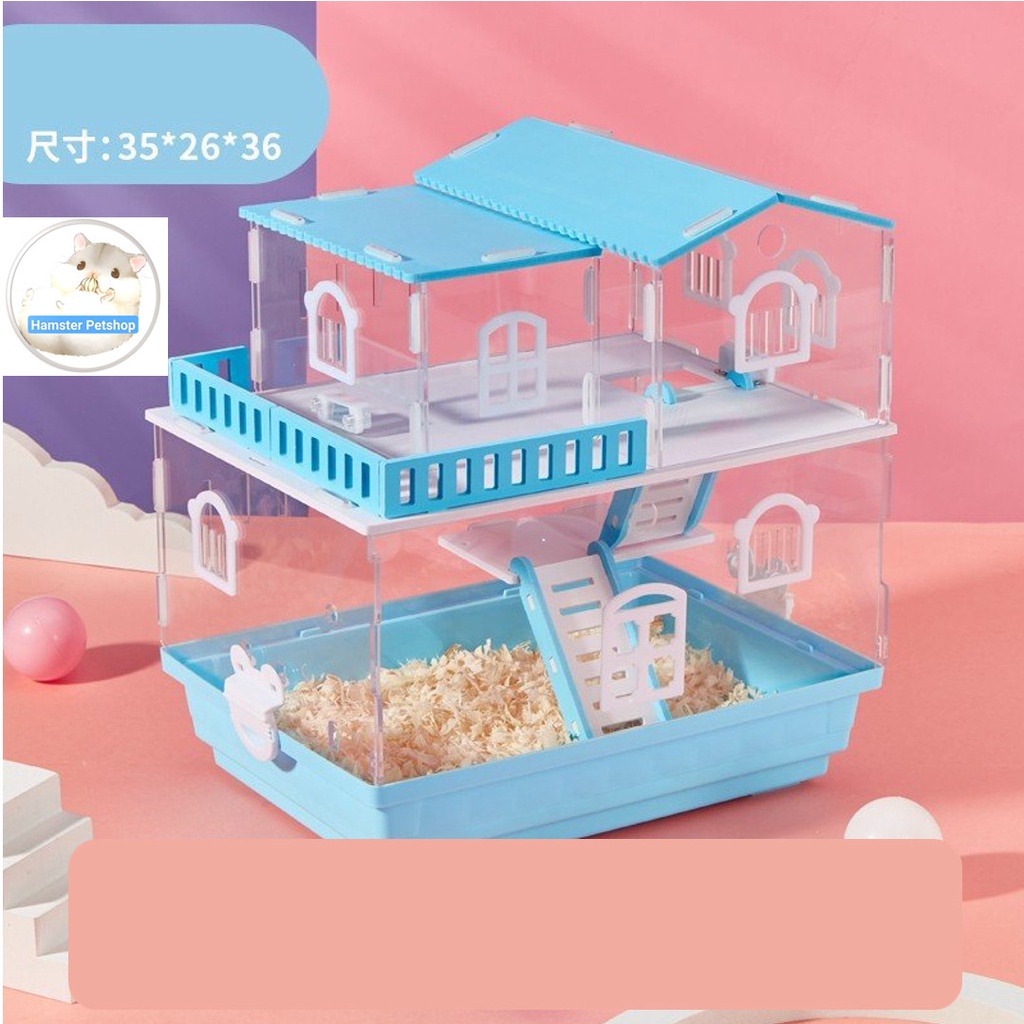 Lồng biệt thự mika 2 tầng cho hamster 35x26x36 cm