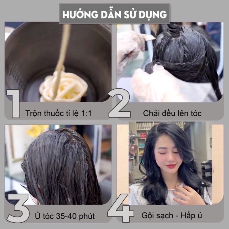 Thuốc Nhuộm Tóc Màu TÍM ĐEN Không Tẩy. Lên màu tóc cực đẹp cực xinh