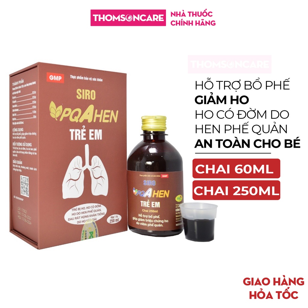 Siro PQA hen trẻ em, hỗ trợ giảm hen cho bé, thông thoáng đường thở cho người hen suyễn từ thảo dược