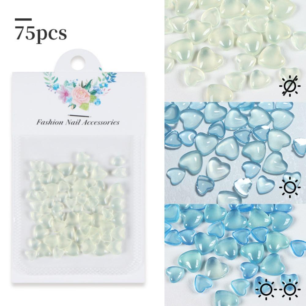 QQMALL Hộp 75 Hạt Nhựa 3D Nhiều Kích Cỡ Trang Trí Móng Tay