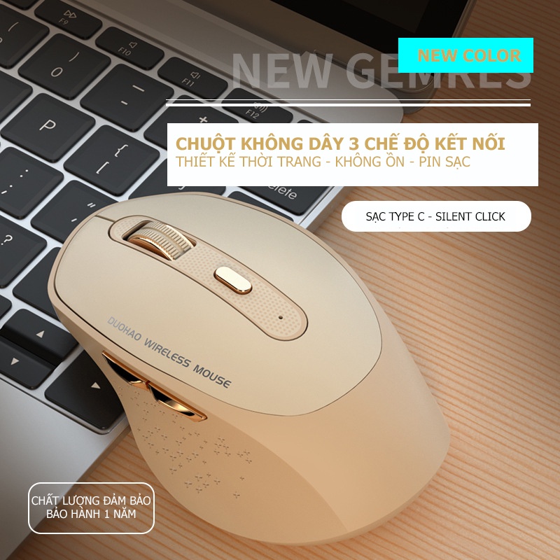 Chuột không dây Bluetooth pin sạc DUAHAO M6 chống ồn - Hàng Chính Hãng BH 12 tháng