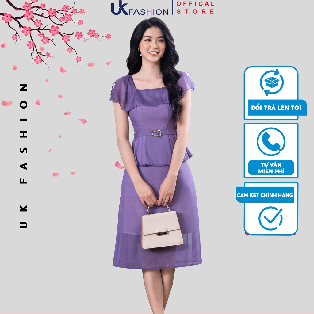 Set Đồ Công Sở Nữ UK Fashion Thiết Kế Áo Peplum Bèo Cổ Kết Hợp Chân Váy Dáng Xòe Nhẹ, Chất Vải Cao Cấp NKBD2203018