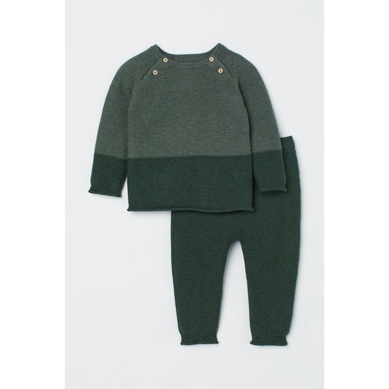 Set quần áo len hồng xanh HM H&M_hàng chính hãng authentic