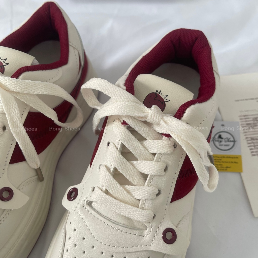 Sneaker/ Bata Pong Shoes phối màu trắng đỏ phong cách dễ thương, đơn giản- FULL BOX - Mã 1473