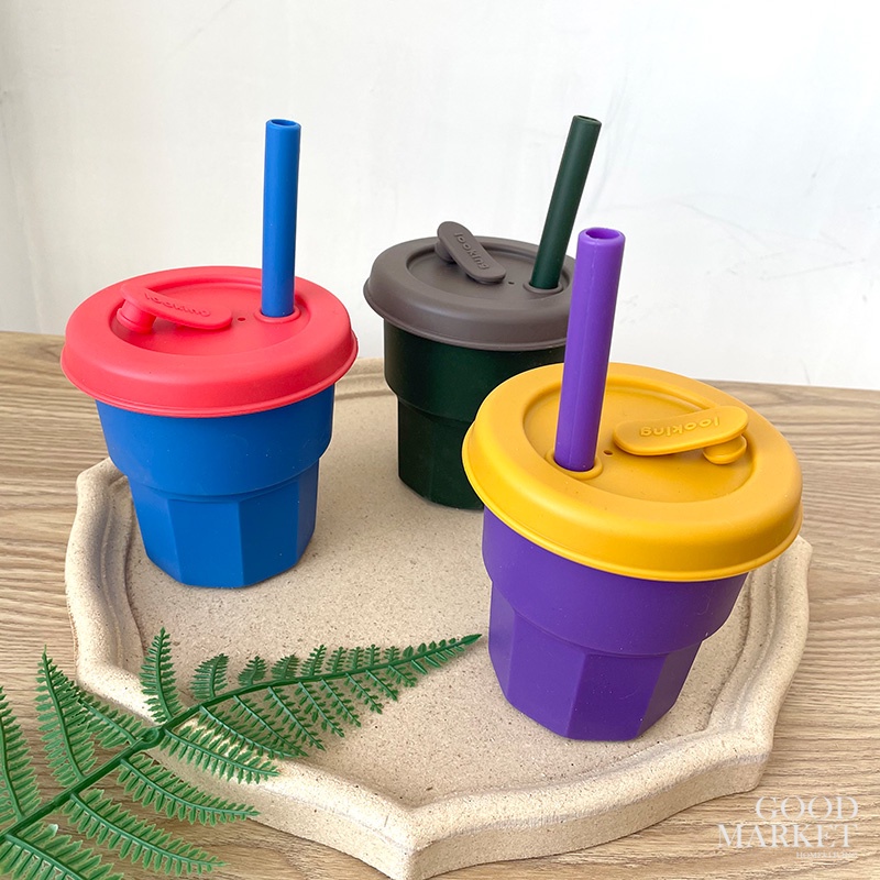 Bình Uống Nước Silicone 300ml / 400ml Có Ống Hút Cho Bé