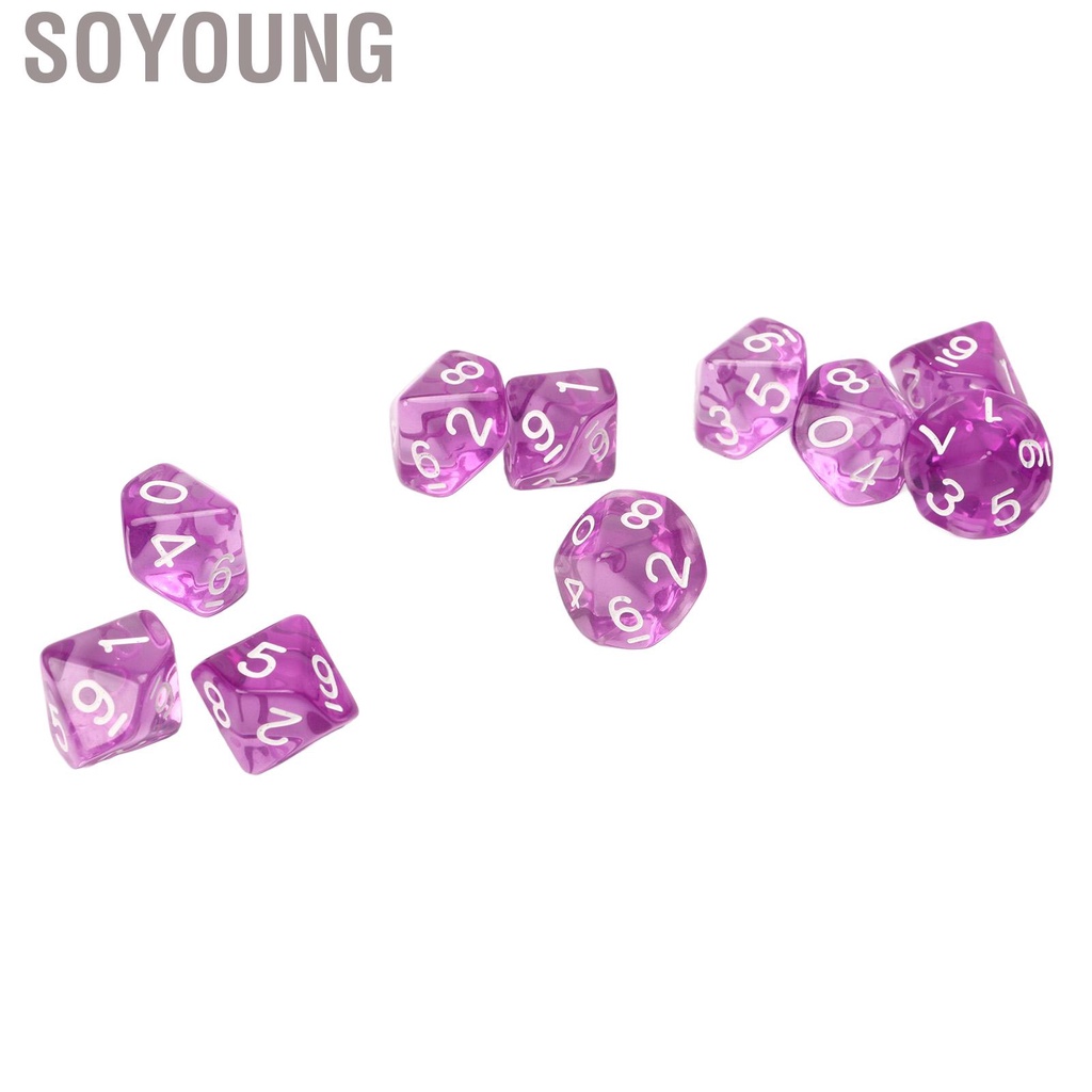 Soyoung 20pcs Digital Dice 10 Sided Transparent Clear Numbers Teaching Set for Table Game Kids Math Learning