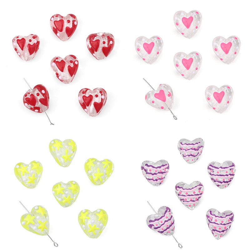 Túi Hạt Thủy Tinh Trong Suốt Hình Trái Tim 20X20mm Tự Vẽ Trang Trí Đồ Trang Sức