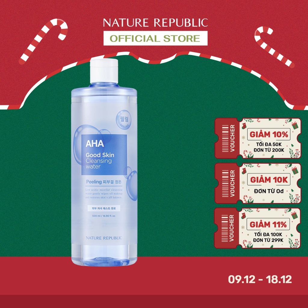 Nature Republic Nước tẩy trang dành cho da tối màu, xỉn màu Good Skin AHA Ampoule Cleansing Water 500 ml